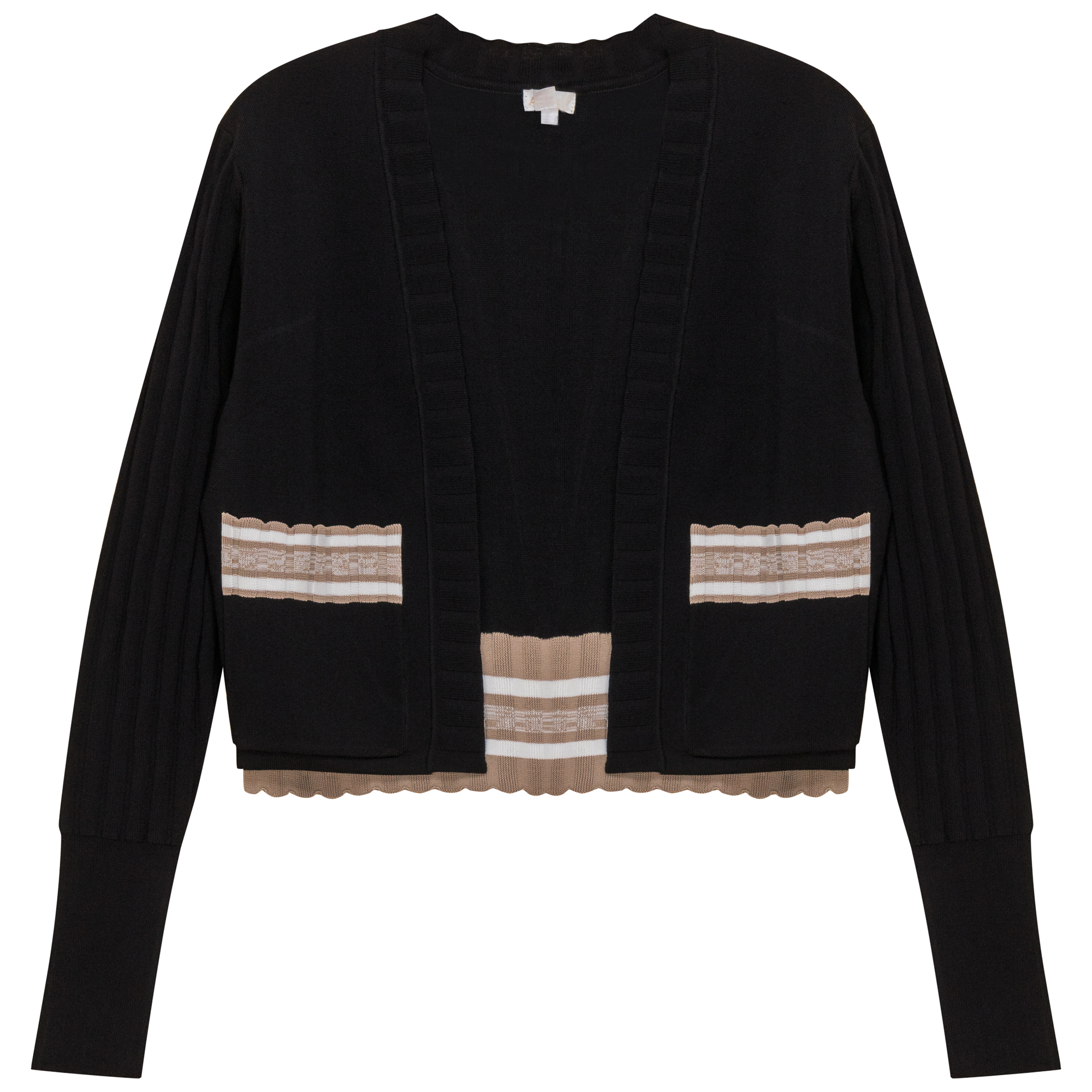 Striped Trim Crop Cardigan