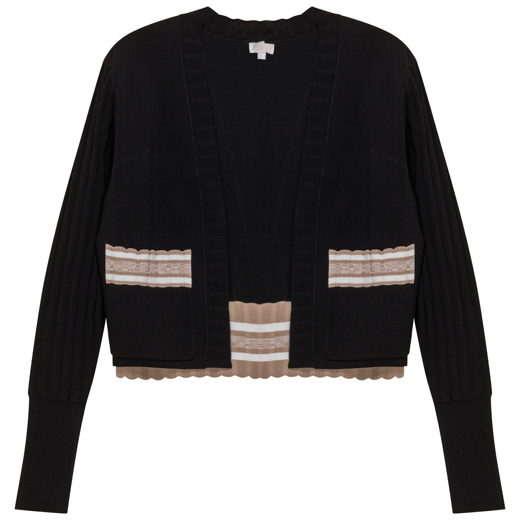 Striped Trim Crop Cardigan