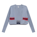 Striped Trim Crop Cardigan