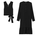 Woven Dress with Knit Vest