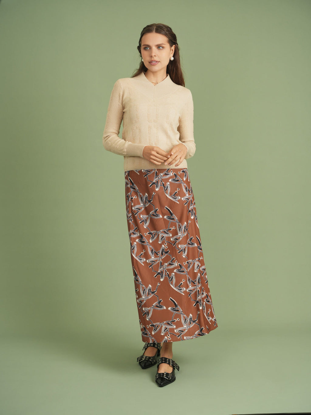 Chain Jacquard Knit Top