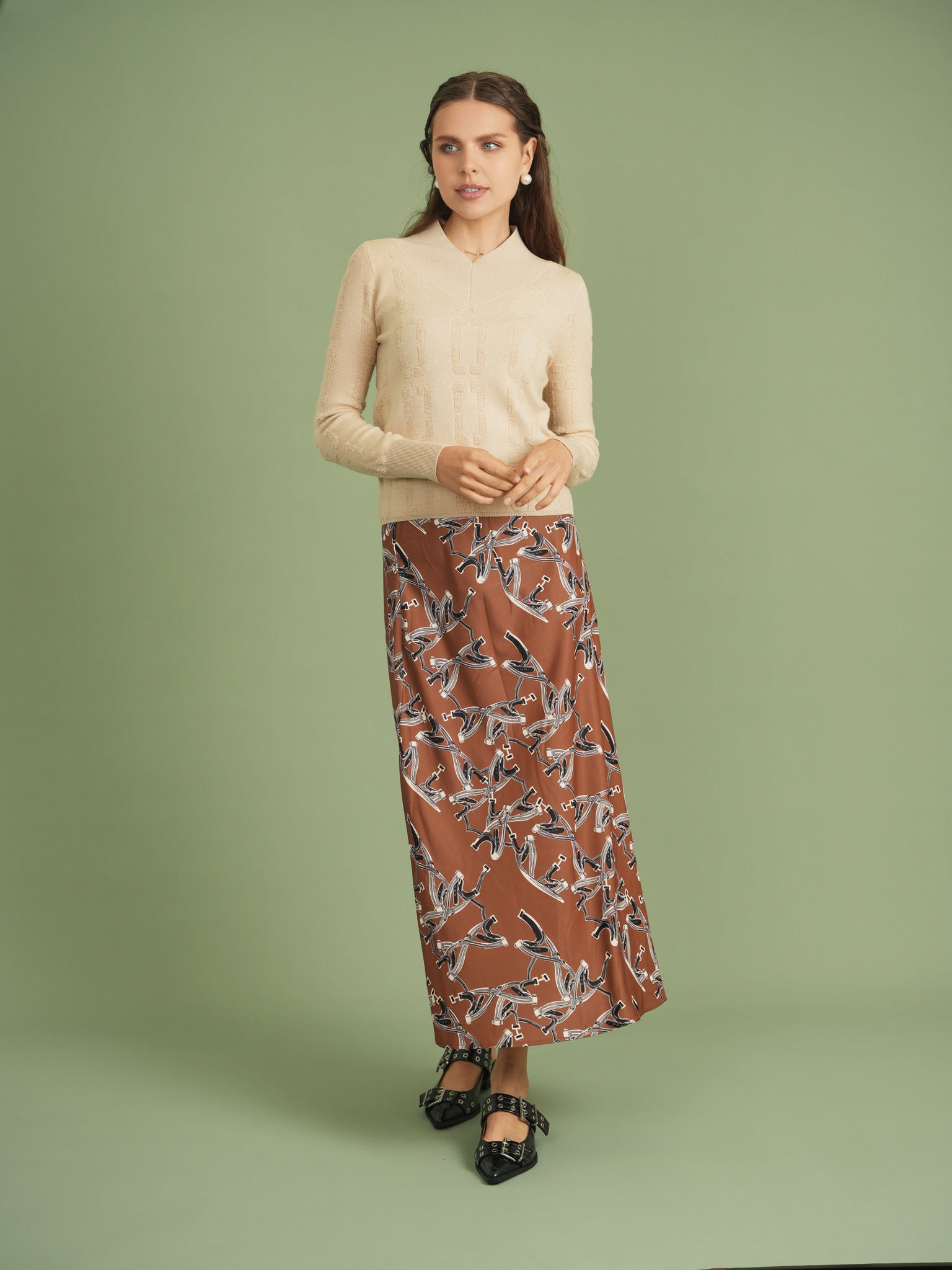 Chain Jacquard Knit Top