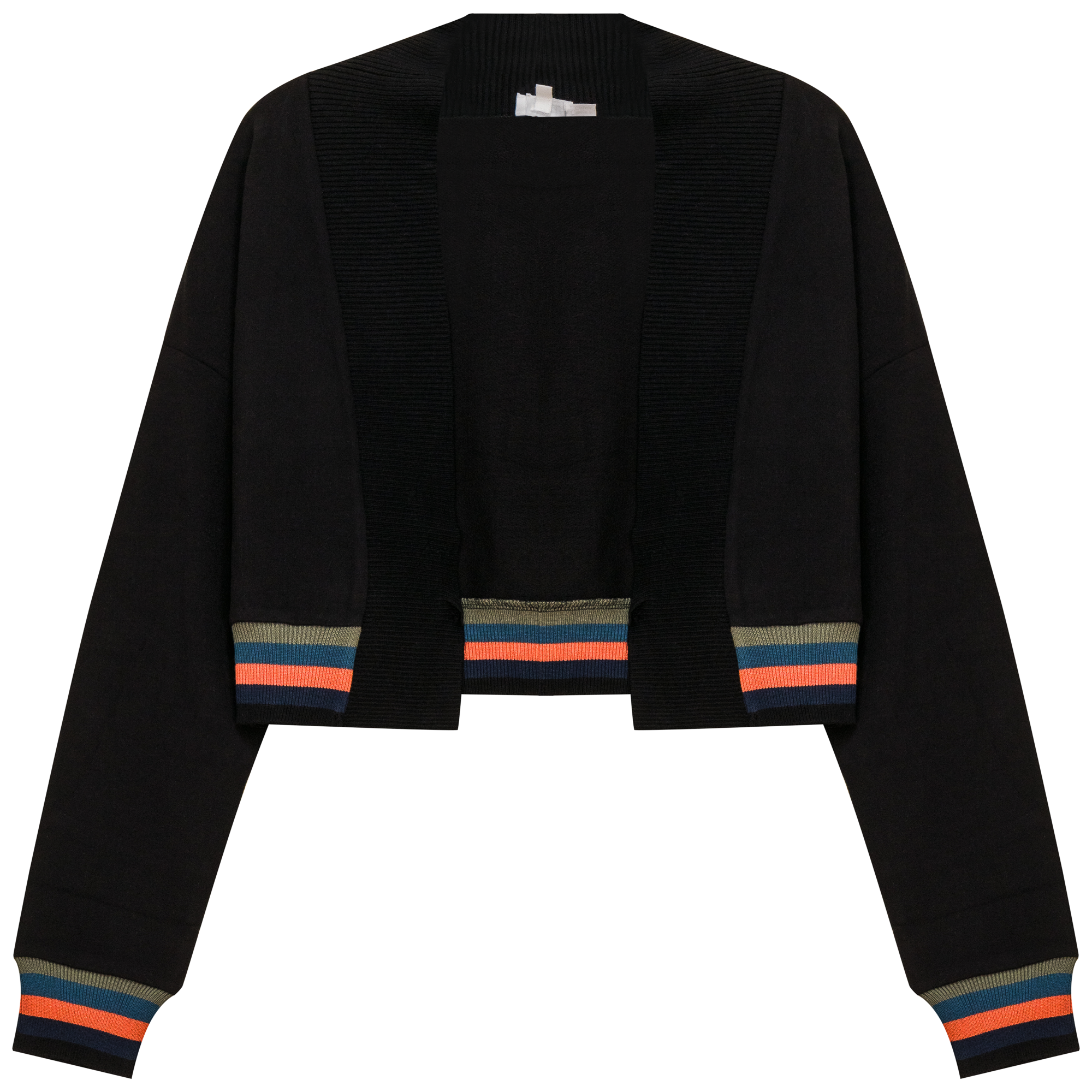 Striped Trim Crop Cardigan