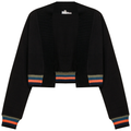 Striped Trim Crop Cardigan