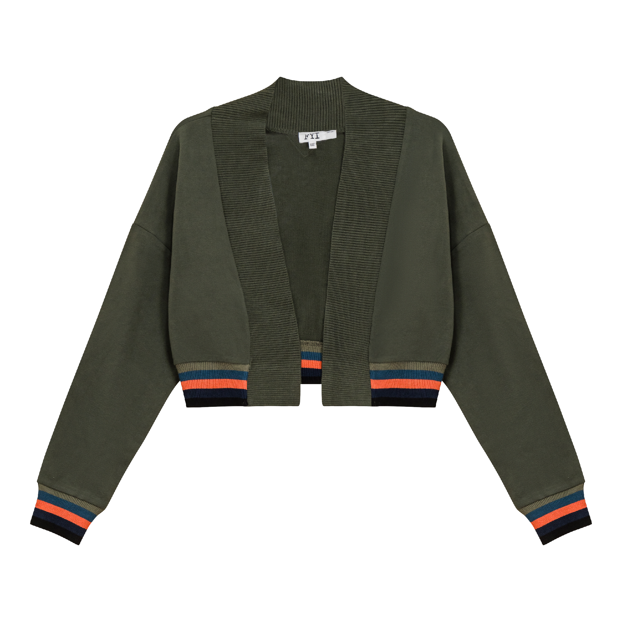 Striped Trim Crop Cardigan