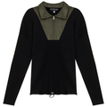 Maternity Ribbed Knit Zipper Bungee Sweater