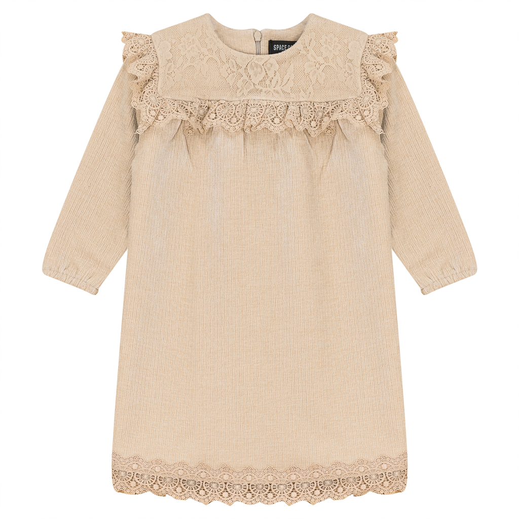 Lace Trim Velvet Dress