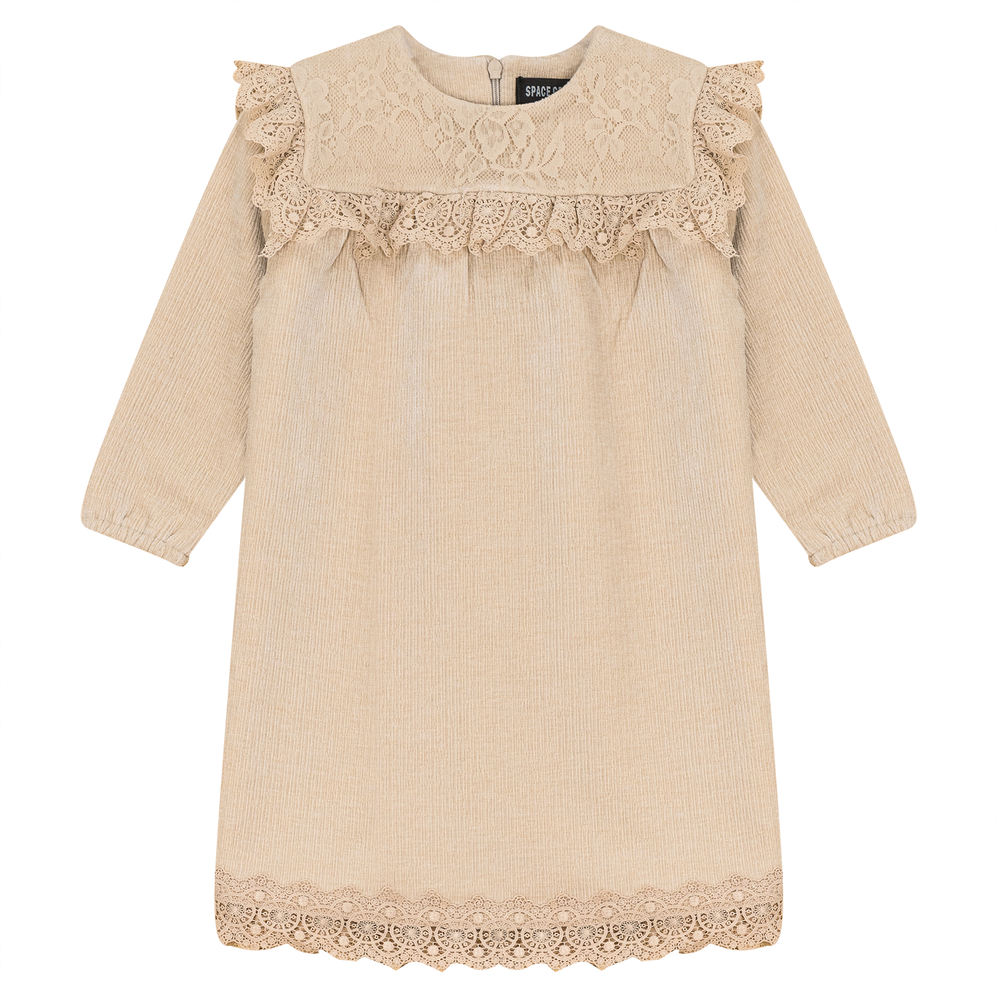 Lace Trim Velvet Dress