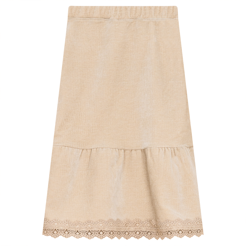 Lace Trim Velvet Skirt