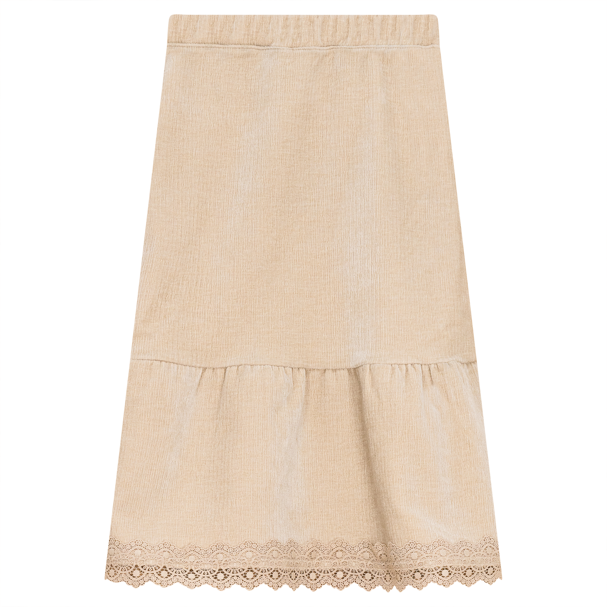 Lace Trim Velvet Skirt