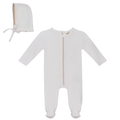 Pom Pom Trim Onesie with Bonnet