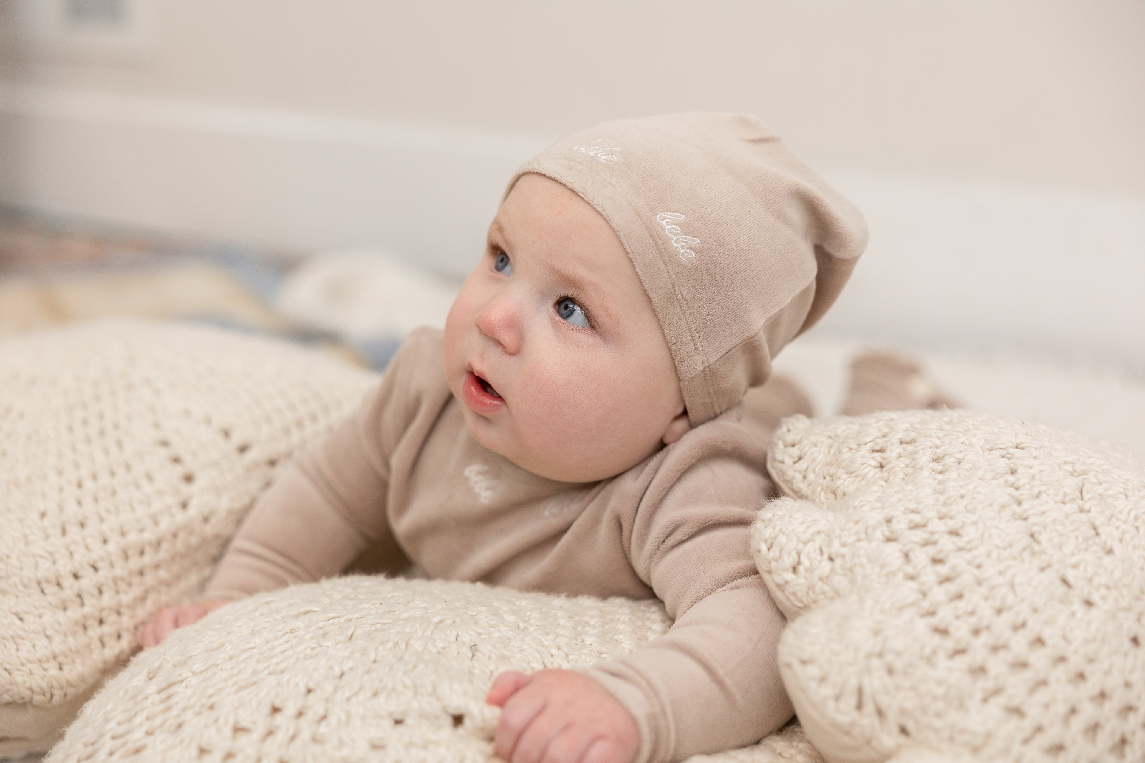 Bebe Embroidered Velour Onesie with Hat