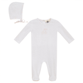 Cherry Print Onesie and Bonnet Velour Set