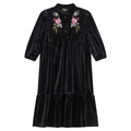Floral Embroidered Velour Maxi Dress