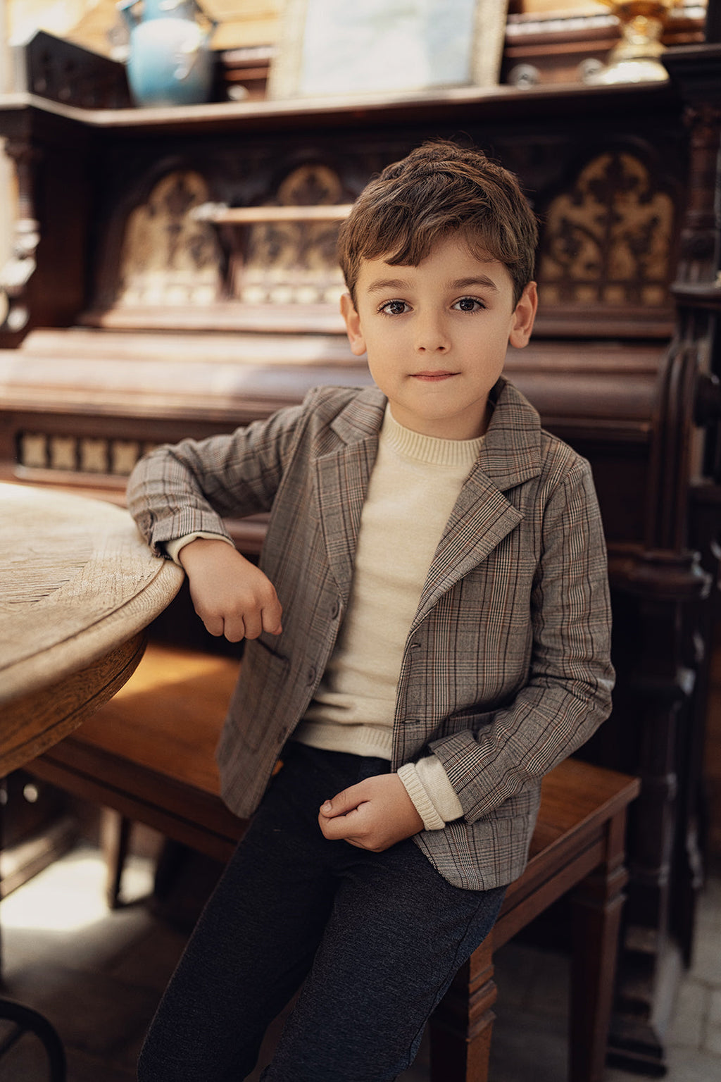 Woven Plaid Blazer