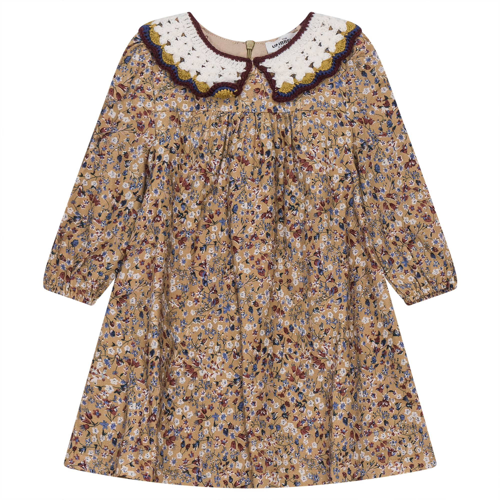 Floral Dress with Crochet Collar