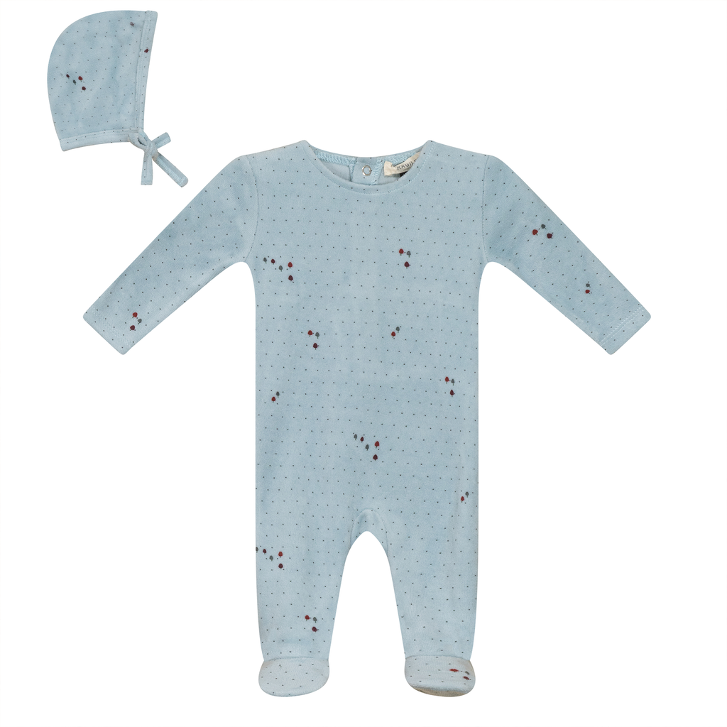 Flower and Mushroom Print Onesie and Bonnet