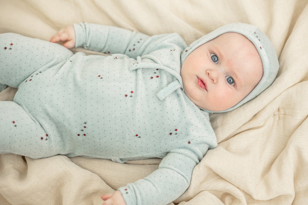 Flower and Mushroom Print Onesie and Bonnet