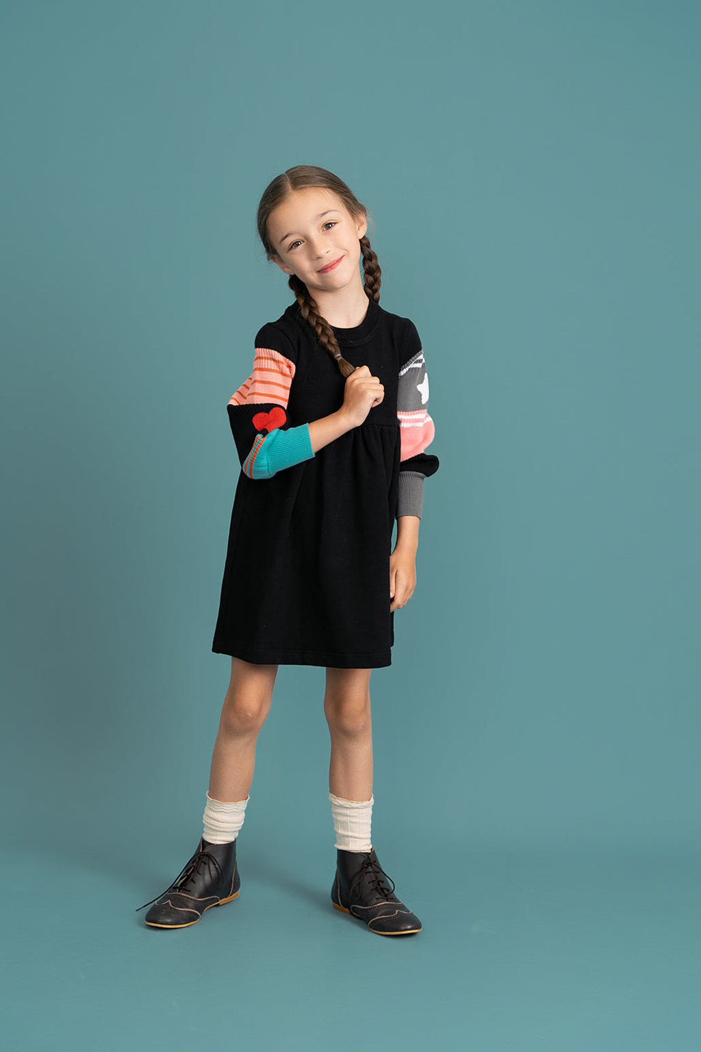 Striped Knit Fleece Dress
