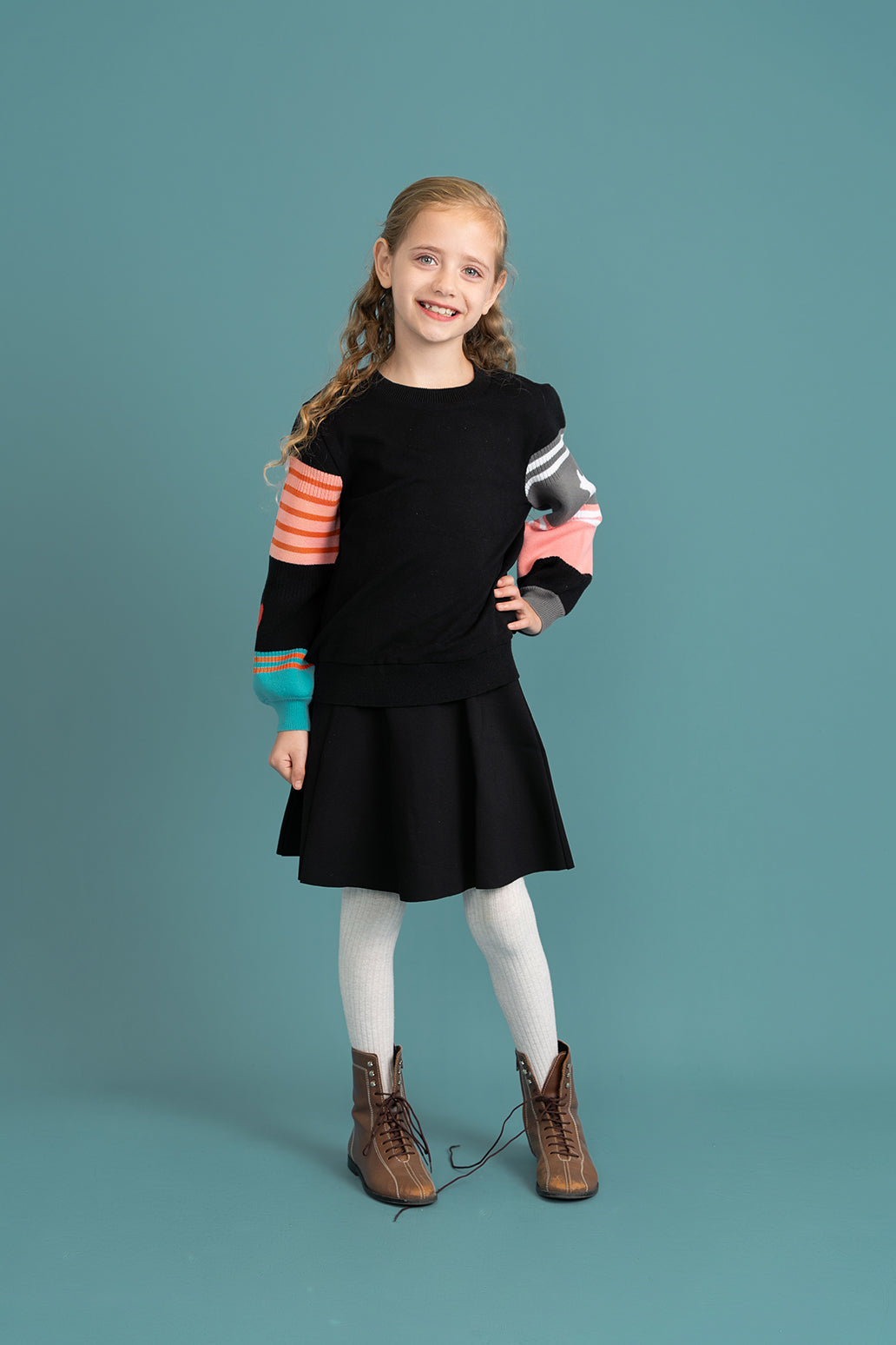 Striped Knit Fleece Top