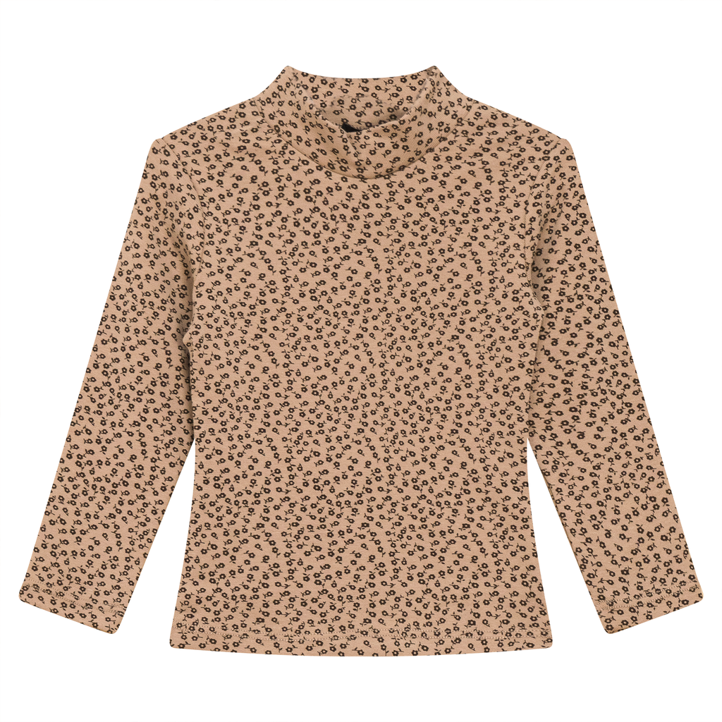Printed Rib Mock Neck Top