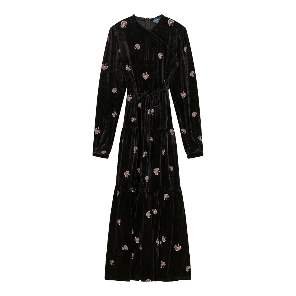 Embroidered Velour Dress