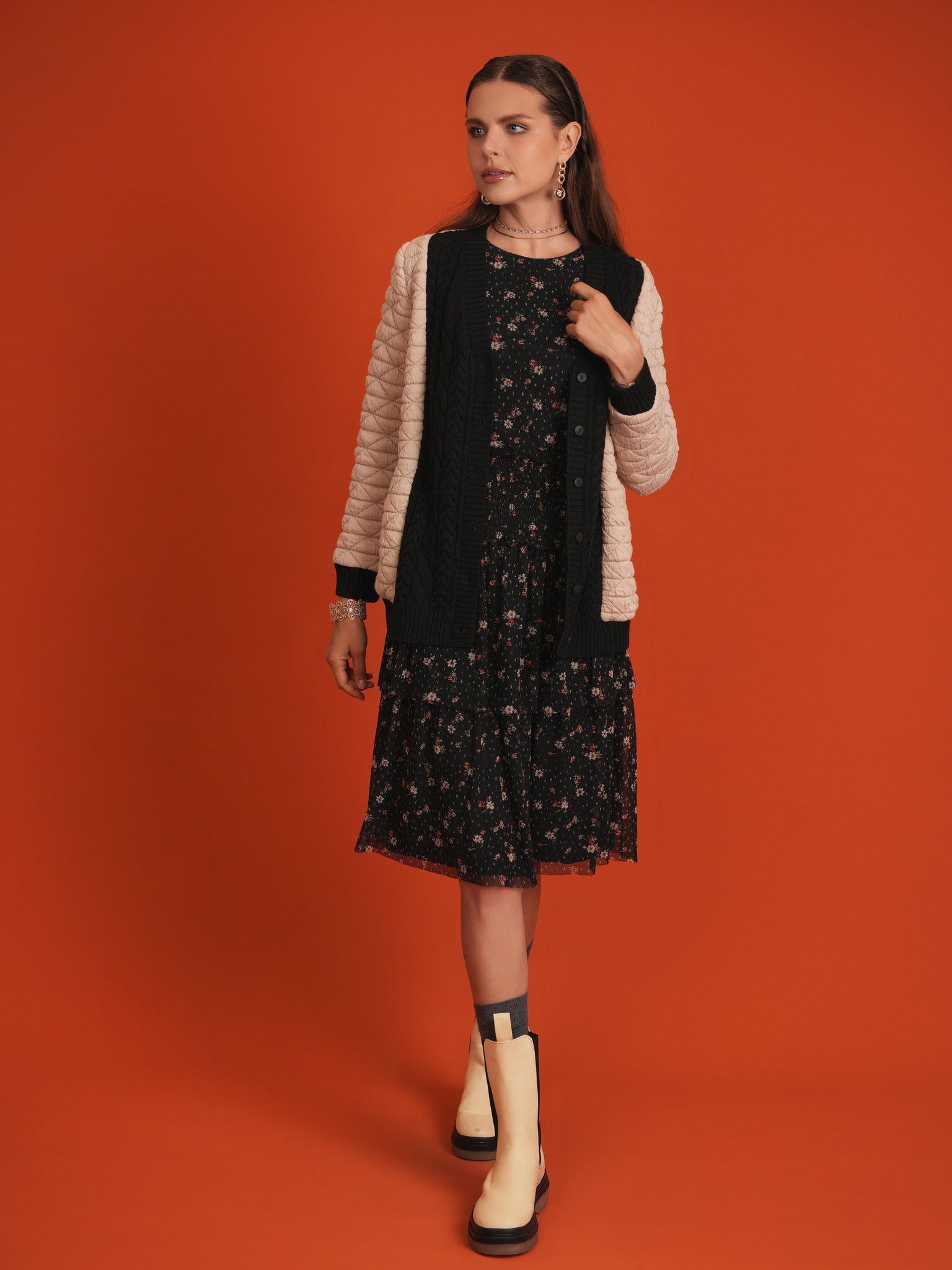 Quilted Knit Cardigan
