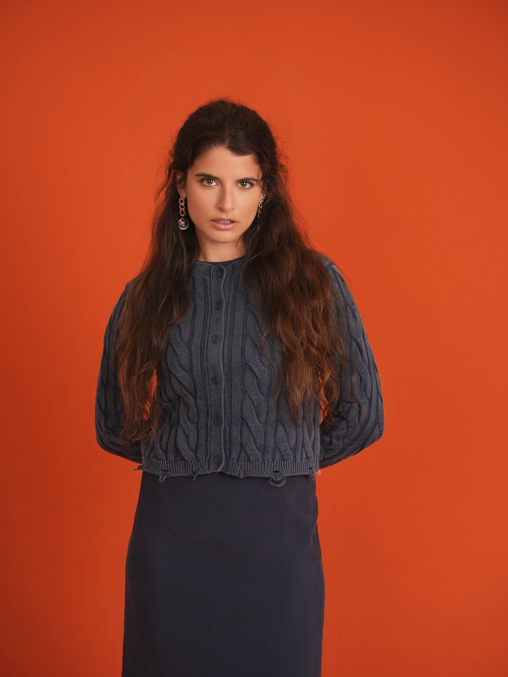 V-Neck Suede Jumper