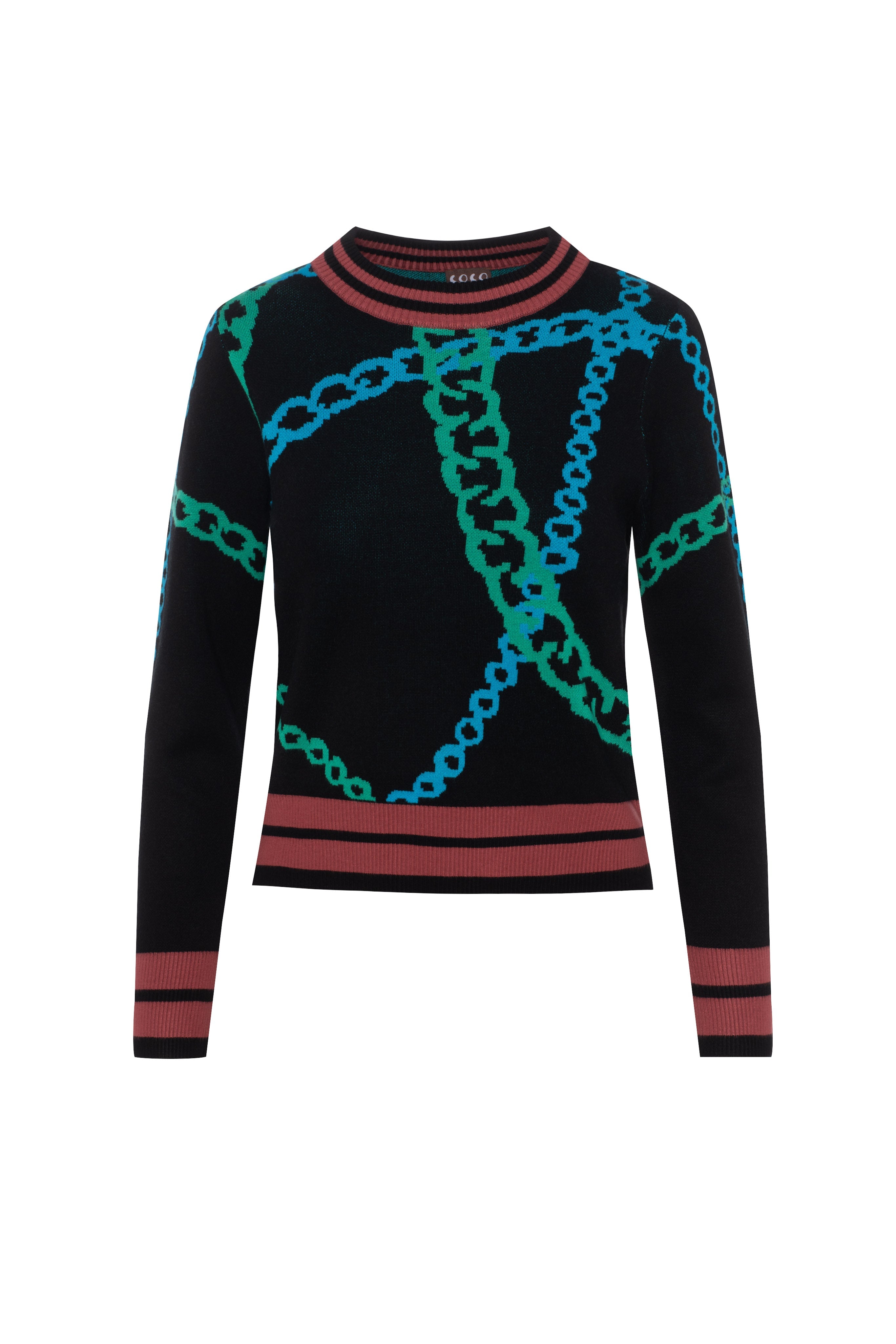Printed knit Chain Sweater
