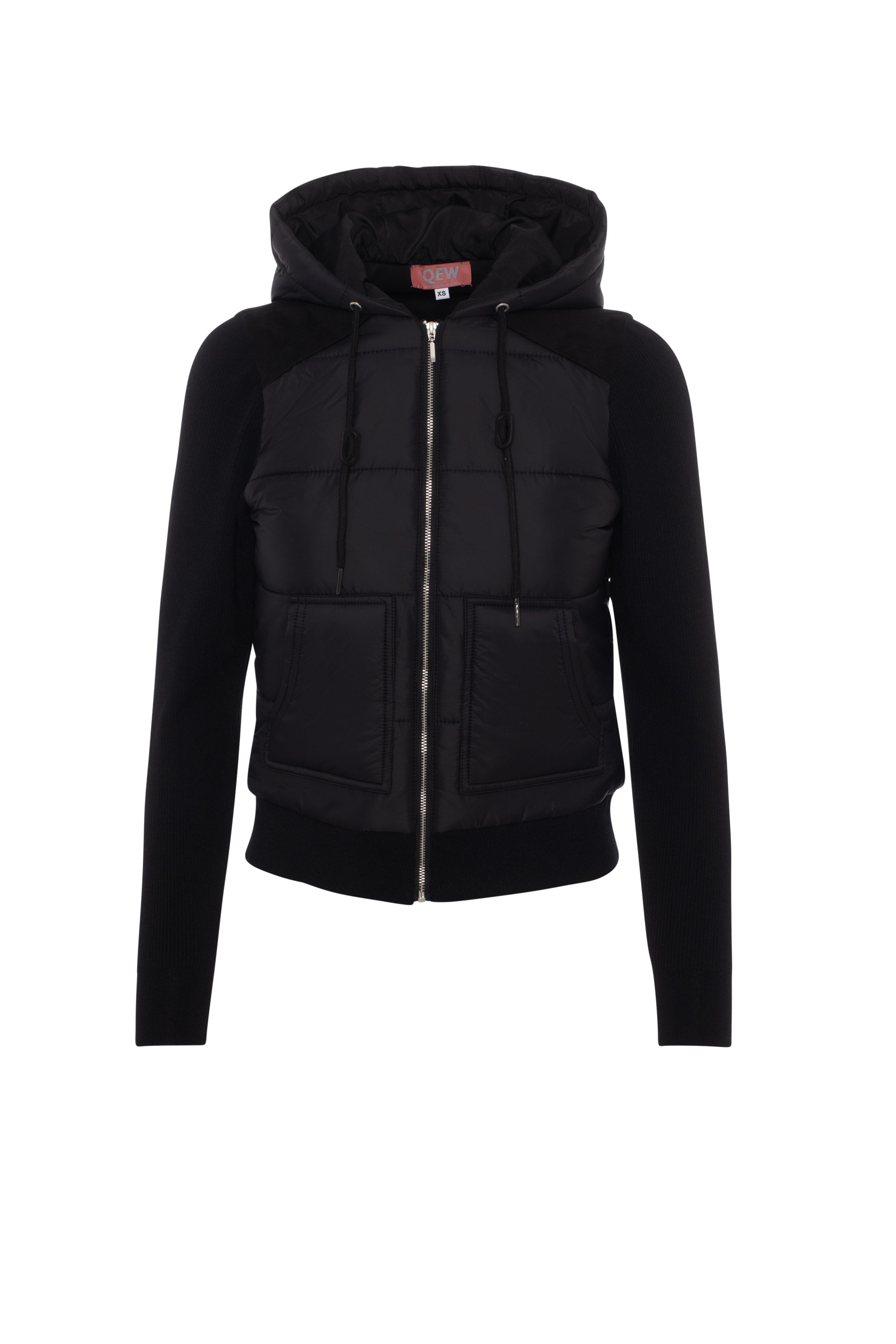 Knit Quilt Hooded Jacket