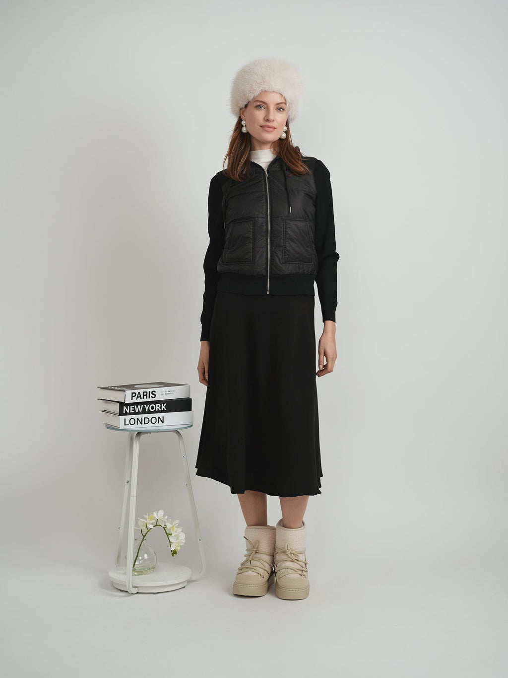 Knit Quilt Hooded Jacket