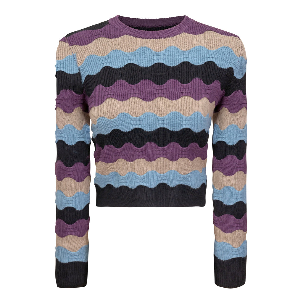 Cropped Textured Knit Top