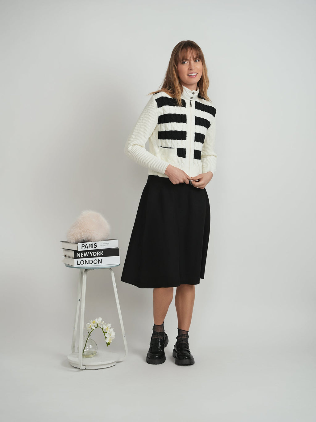Striped Knit Quilt Cardigan
