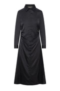 Satin Side Gathered Shirt Dress