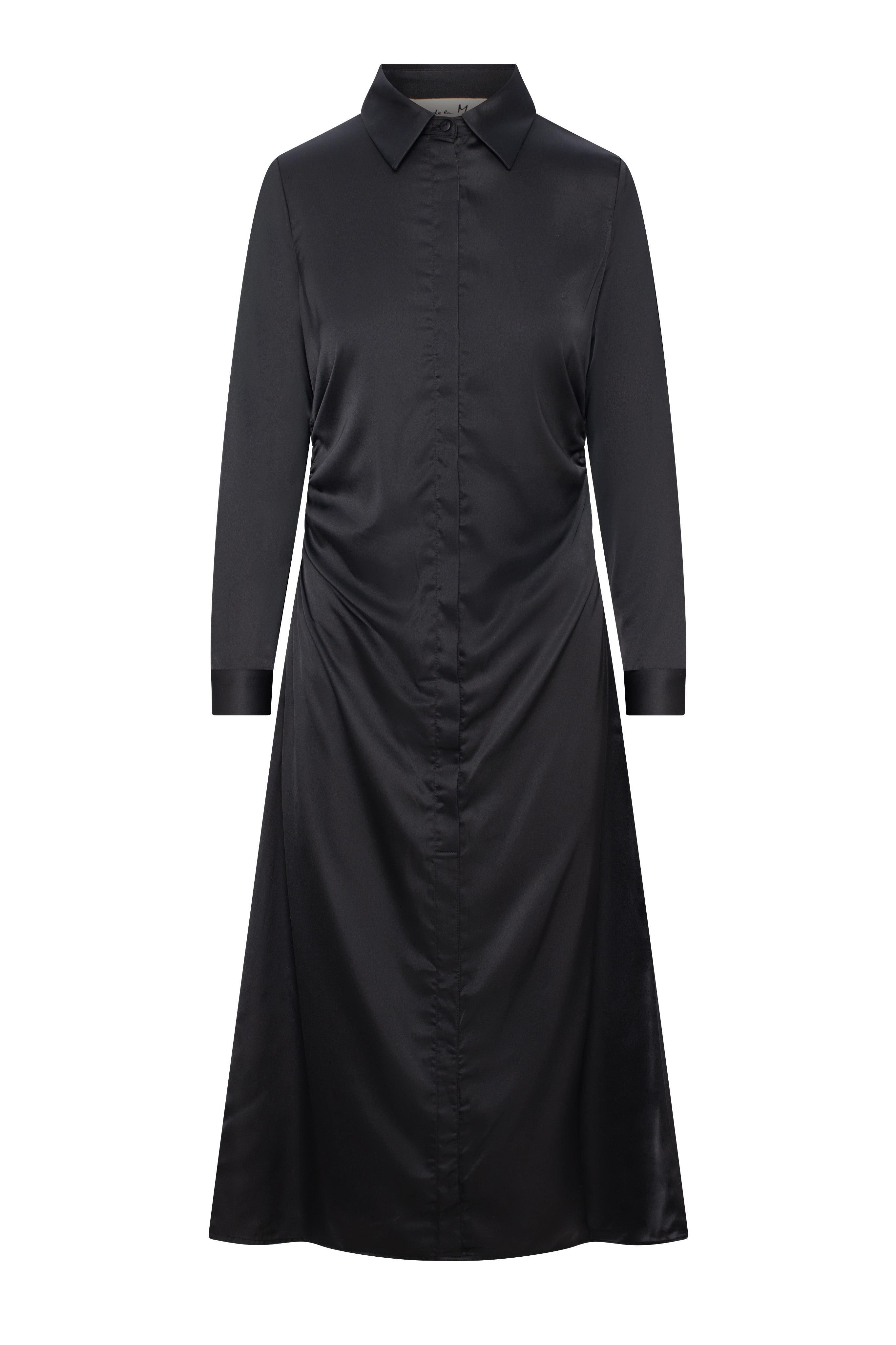 Satin Side Gathered Shirt Dress
