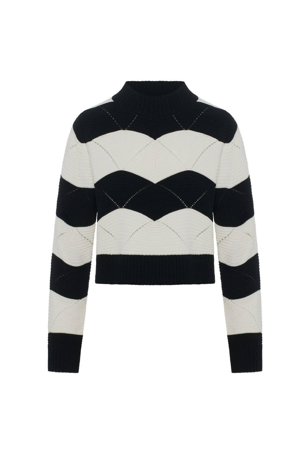 Mock Neck Cropped Wave Sweater