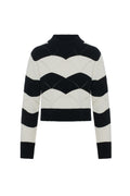 Mock Neck Cropped Wave Sweater