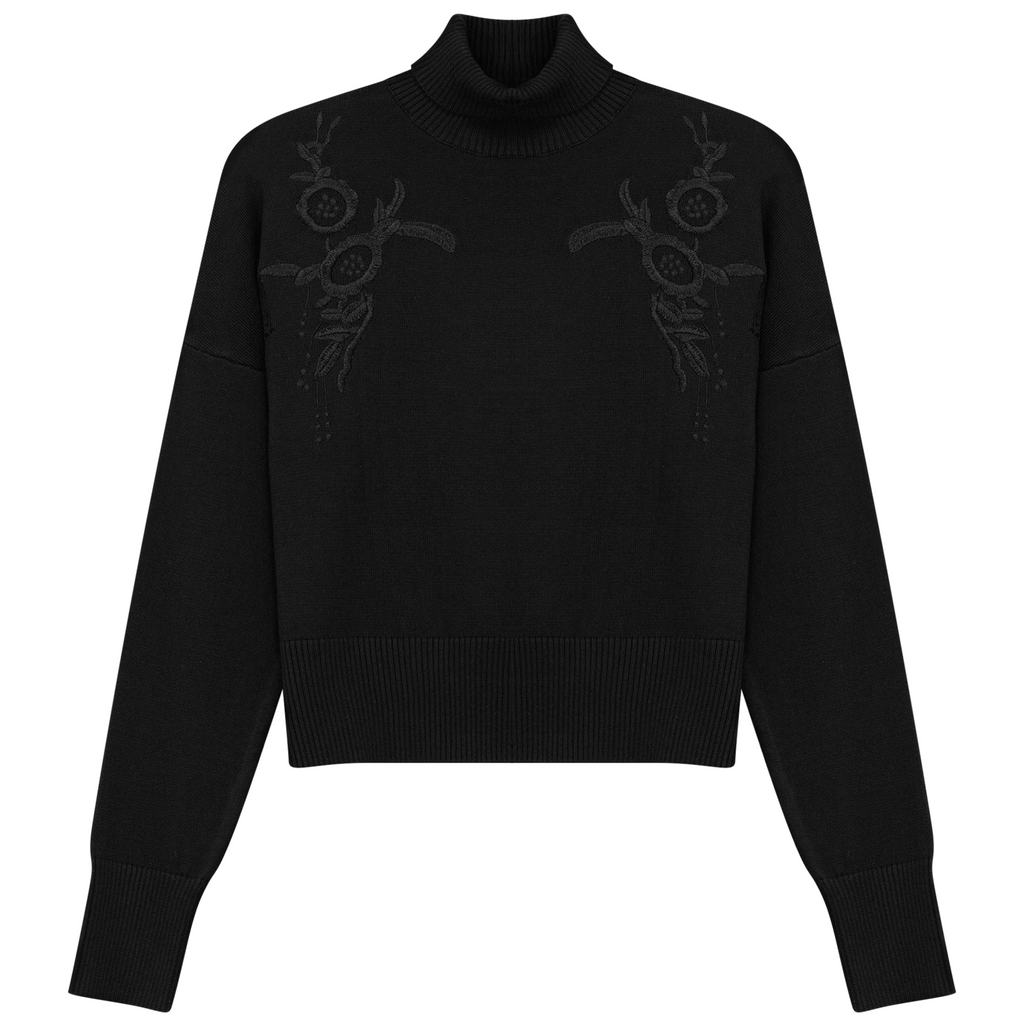 Mock Neck Applique Sweater