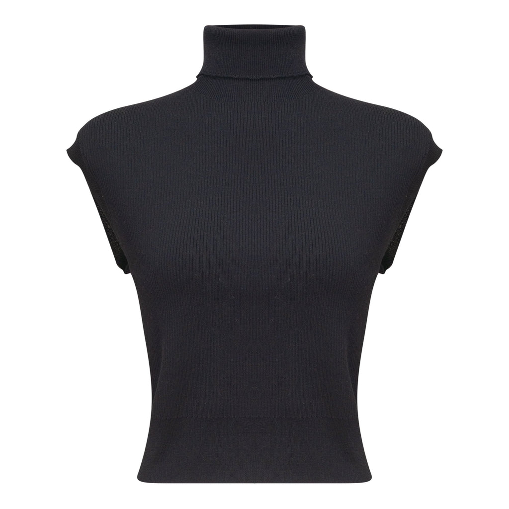 Turtle Neck Ribbed Knit Vest
