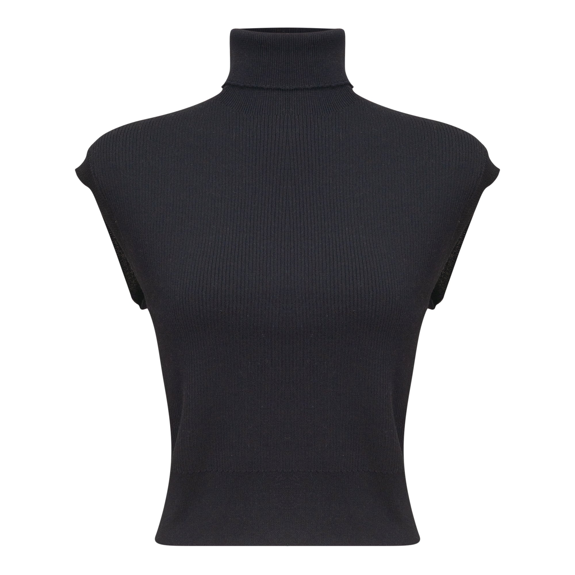 Turtle Neck Ribbed Knit Vest