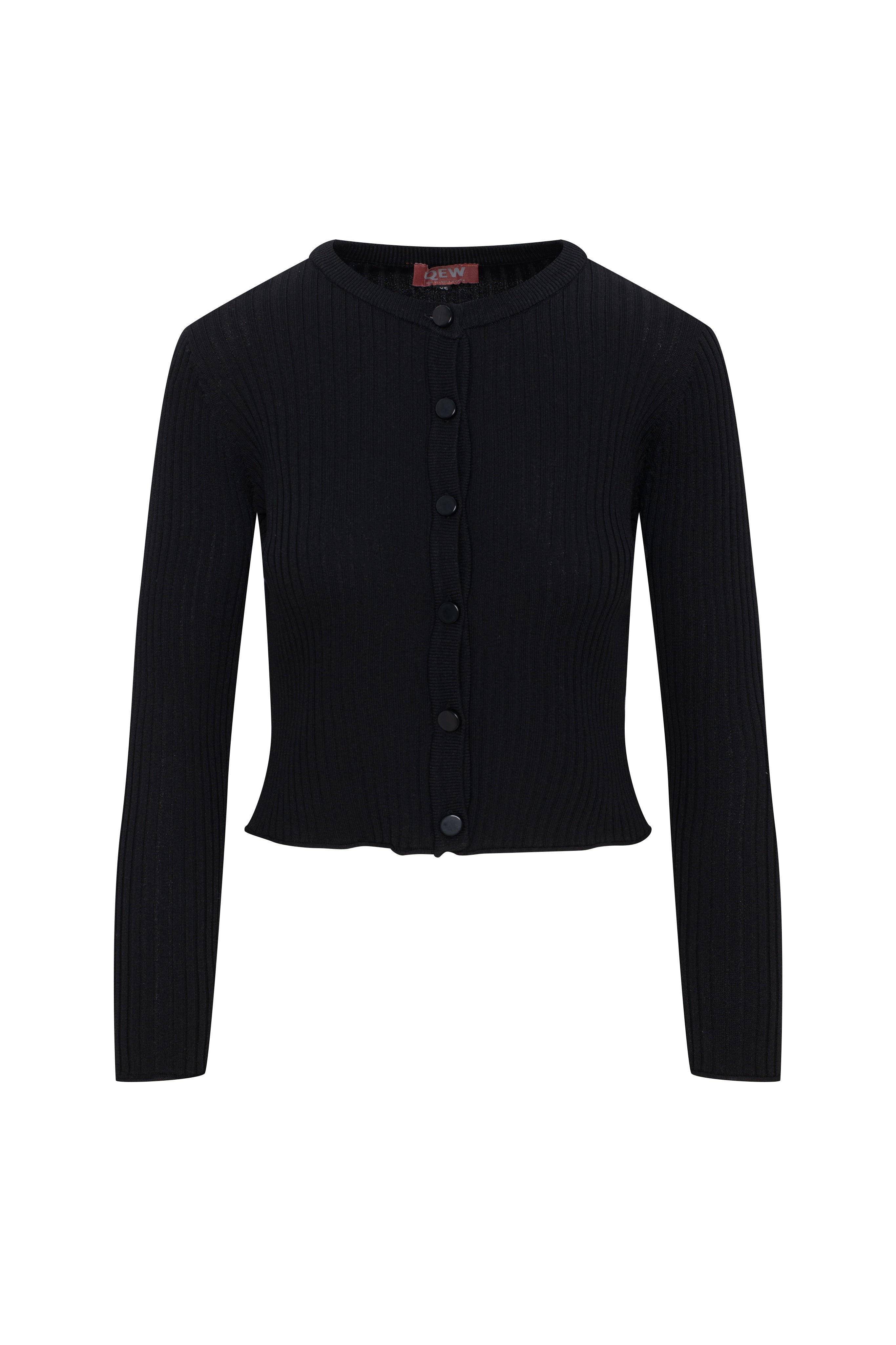 Wide Rib Cropped Knit Cardigan