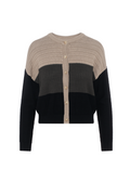 Cropped Knit Color Blocked Cardigan