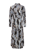 Velvet Printed Midi Mock Neck Dress