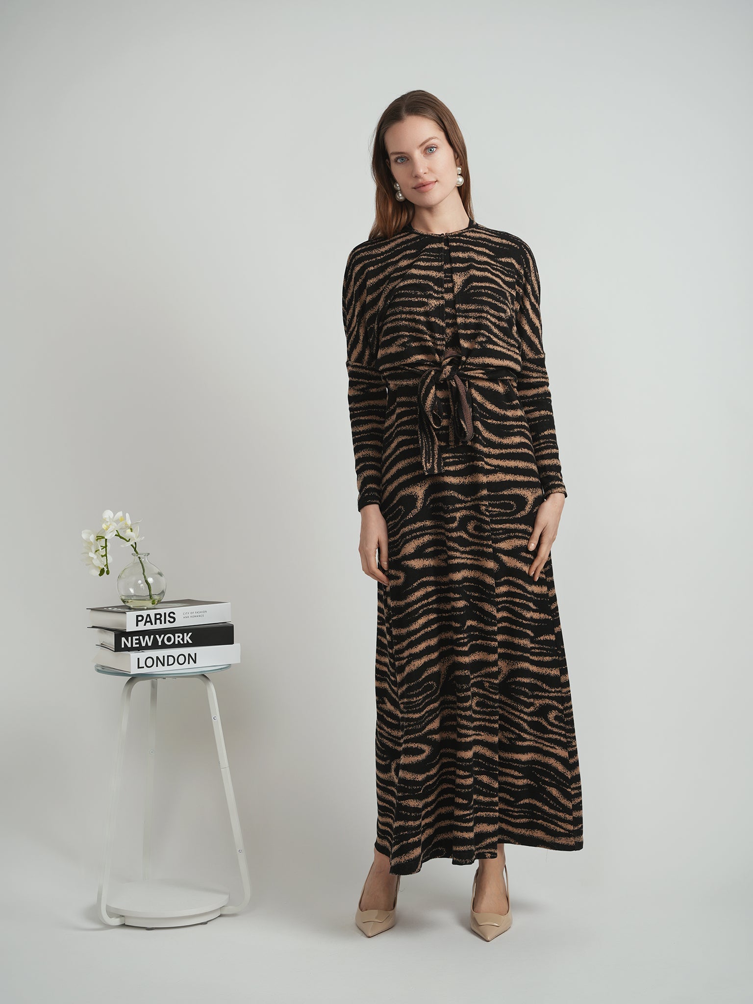 Striped Knit Maxi 2 Pieces Set