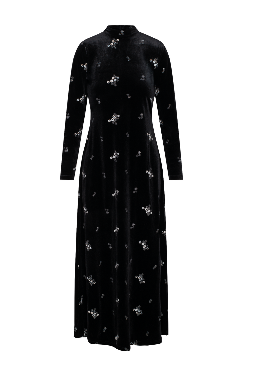 Embroidered Velour Maxi Dress