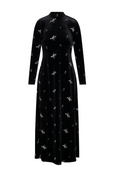 Embroidered Velour Maxi Dress