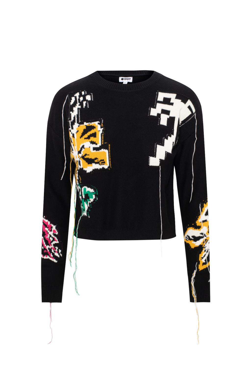 Cropped Floral Fringe Sweater