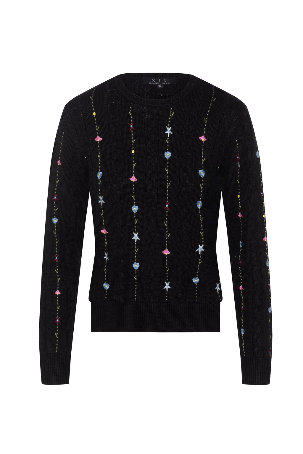 Embroidered Cable Sweater