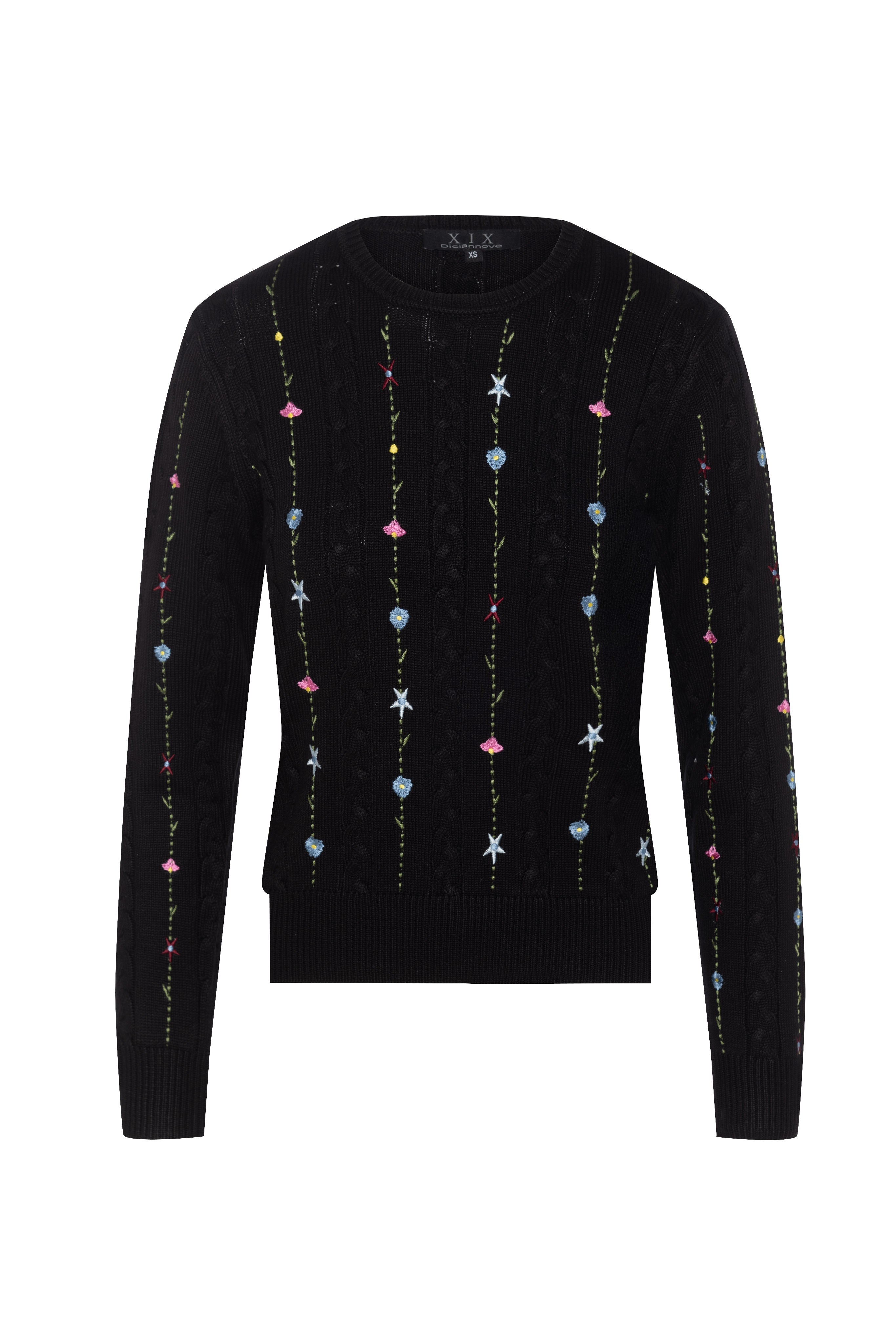 Embroidered Cable Sweater