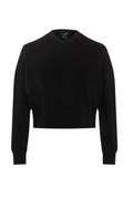 Ribbed V Neck Cropped Sweat Shirt